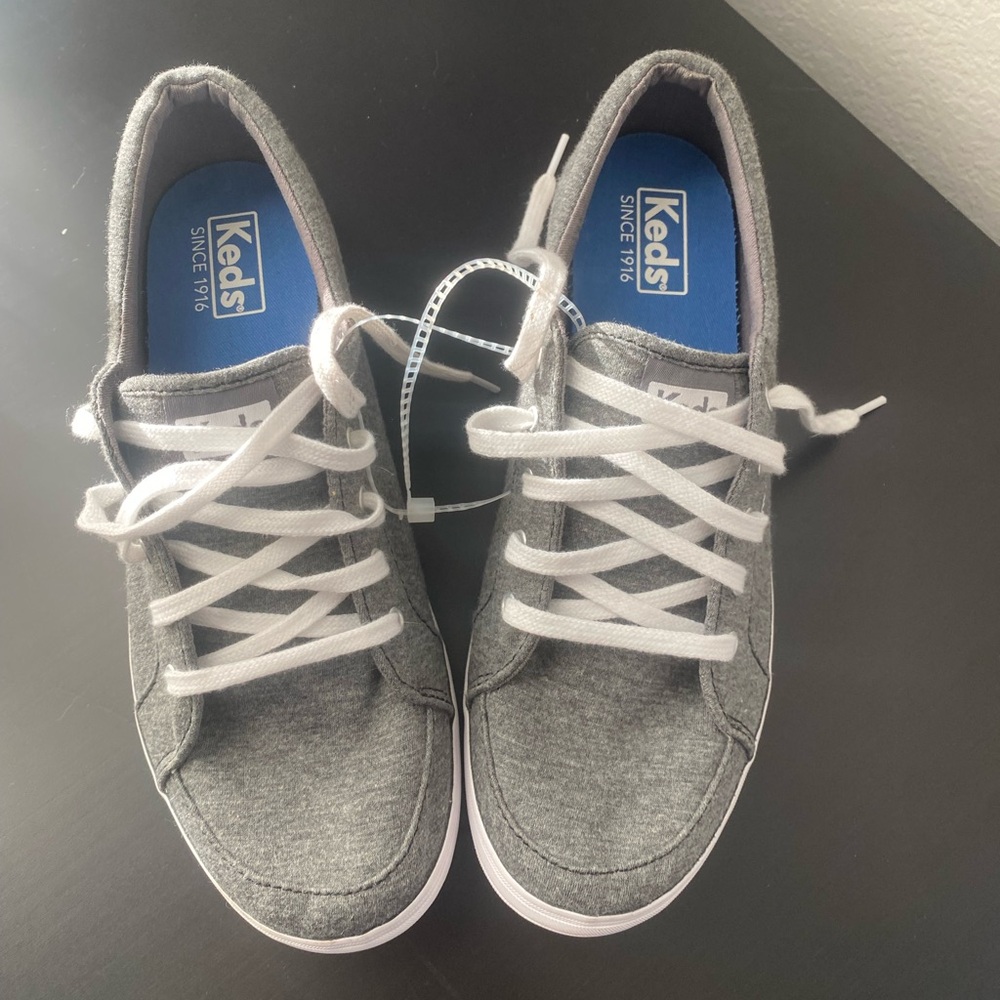 Keds Gray Canvas Lace-Up Sneakers with White Soles